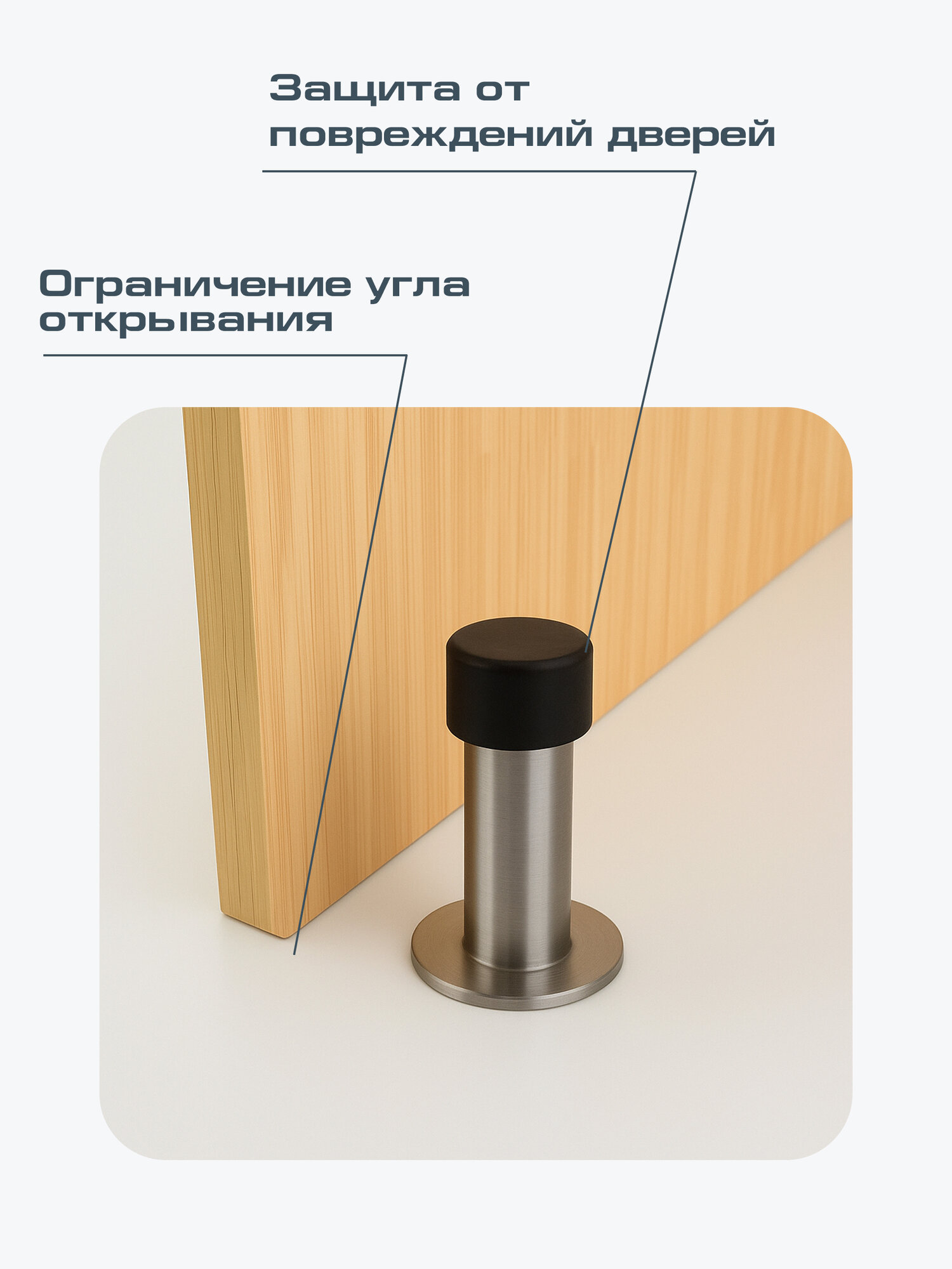 Ограничитель для двери, стоппер, стопор напольный DOORLOCK DS009 SS — фото 1