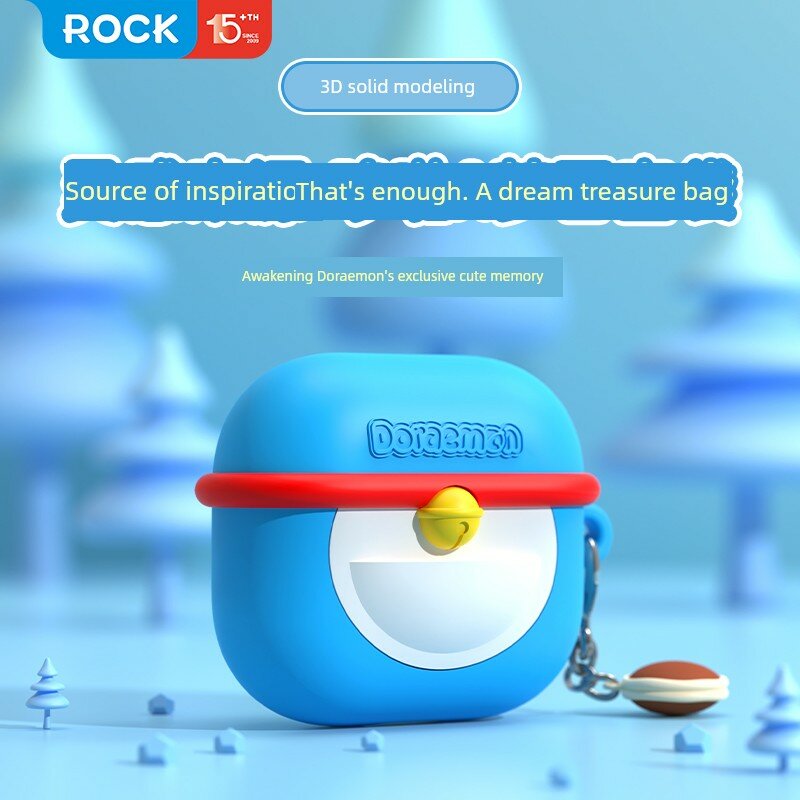 Чехол для AirPods 4 из силикона в цвете Doraemon Blue с матовой текстурой и надежной посадкой, для беспроводных