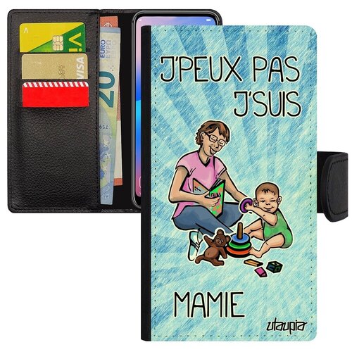 фото Противоударный чехол-книжка для // iphone xs // "не могу - стала бабушкой!" шутка крутой, utaupia, голубой