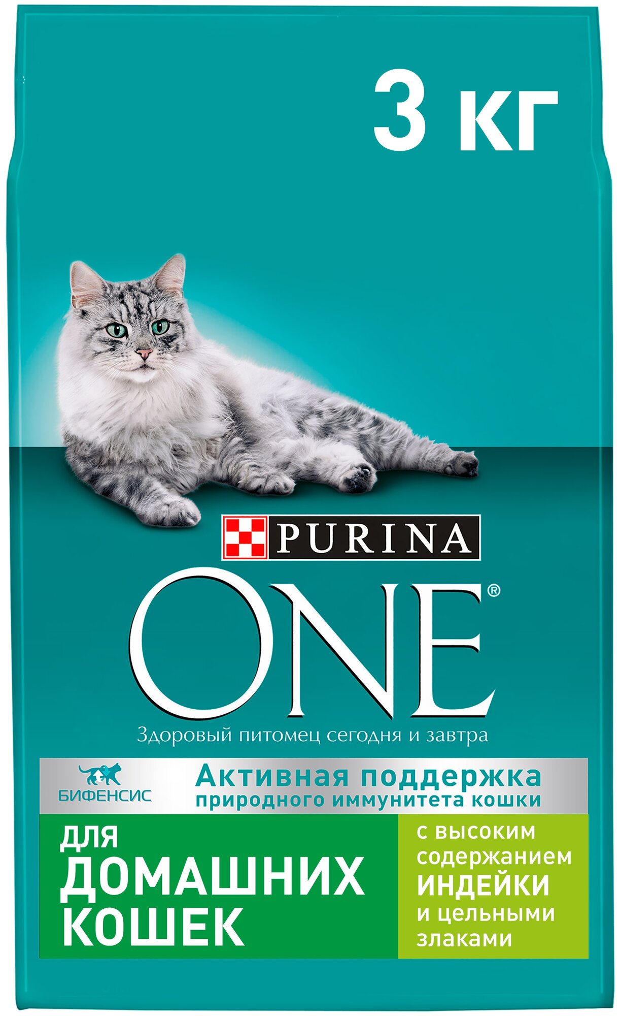 Сухой корм для кошек живущих в помещении Purina ONE для вывода шерсти профилактика МКБ избыточного веса с высоким содержанием индейки и цельными злаками