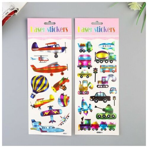 Наклейка пластик голография Транспорт 29х11 см 428₽