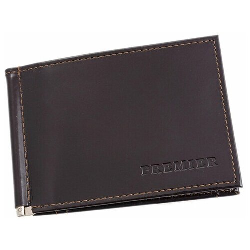 фото Зажим для купюр premier+urb из натуральной кожи, бумагодержатель, компактный кошелек, зажим для денег темно-коричневый cro-m-53-88