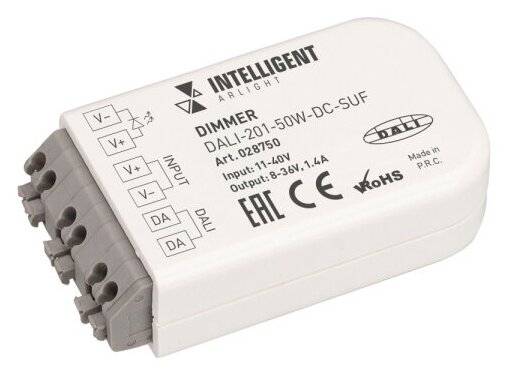 INTELLIGENT ARLIGHT Диммер DALI-201-50W-DC-SUF (11-50V DC, 1400mА) (INTELLIGENT ARLIGHT, IP20 Пластик, 3 года)