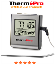 Термощуп/ Кулинарный термометр с термощупом/ Термометр для мяса/ ThermoPro TP-16 Серебристый / Инструкция на русском языке