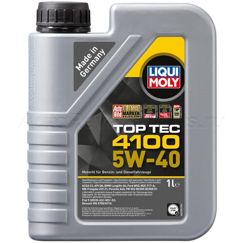 Моторные масла Liqui Moly 7500 Масло моторное LIQUI MOLY TopTec 4100 SAE 5W-40 Cинтетическое 1л. API SNCF, ACEA A3B4C3