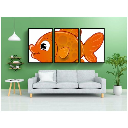 фото Набор модулных постеров для интерьера "рыбы, золотая рыбка, рыбка" 60x90 см. в тубусе, без рамки lotsprints
