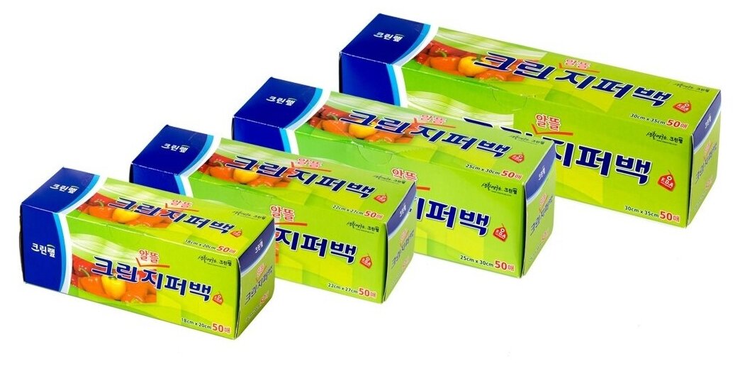 Clean Wrap Плотные полиэтиленовые пакеты на молнии 22см х 27см, 50шт — фото 1