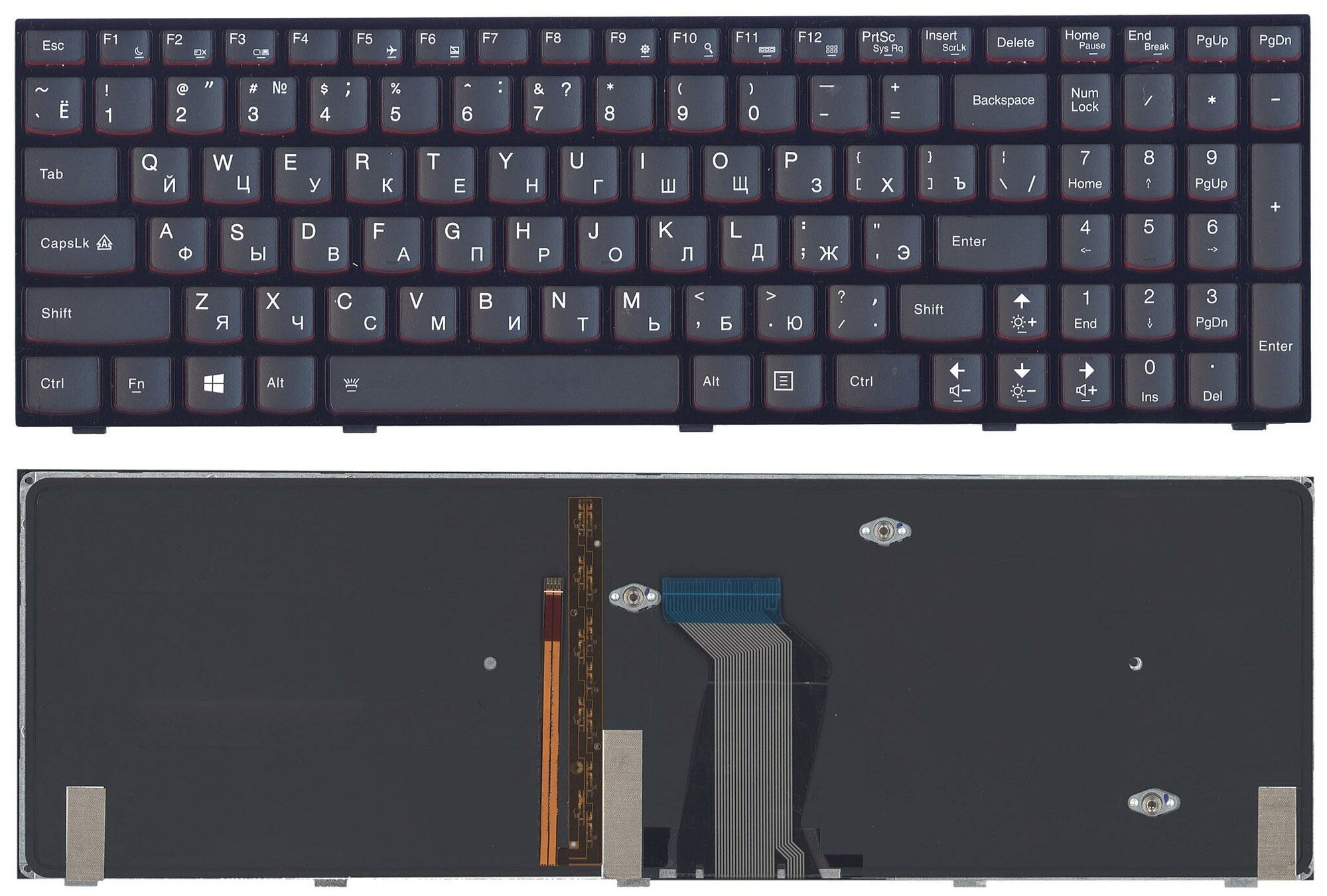 Клавиатура для ноутбука Lenovo Y500 Y500N Y500NT Y500NT-ISE черная с подсветкой