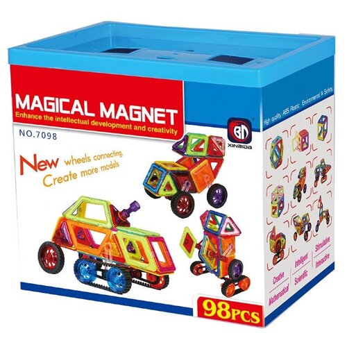 фото Магнитный конструктор 98 деталей в ведре magical magnet xinbida