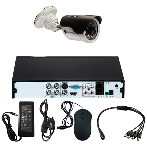 Комплект видеонаблюдения Optimus на 1 уличную камеру - AHD 2.1Мп 1080P цифровой гибридный видеорегистратор optimus ahdr 4004