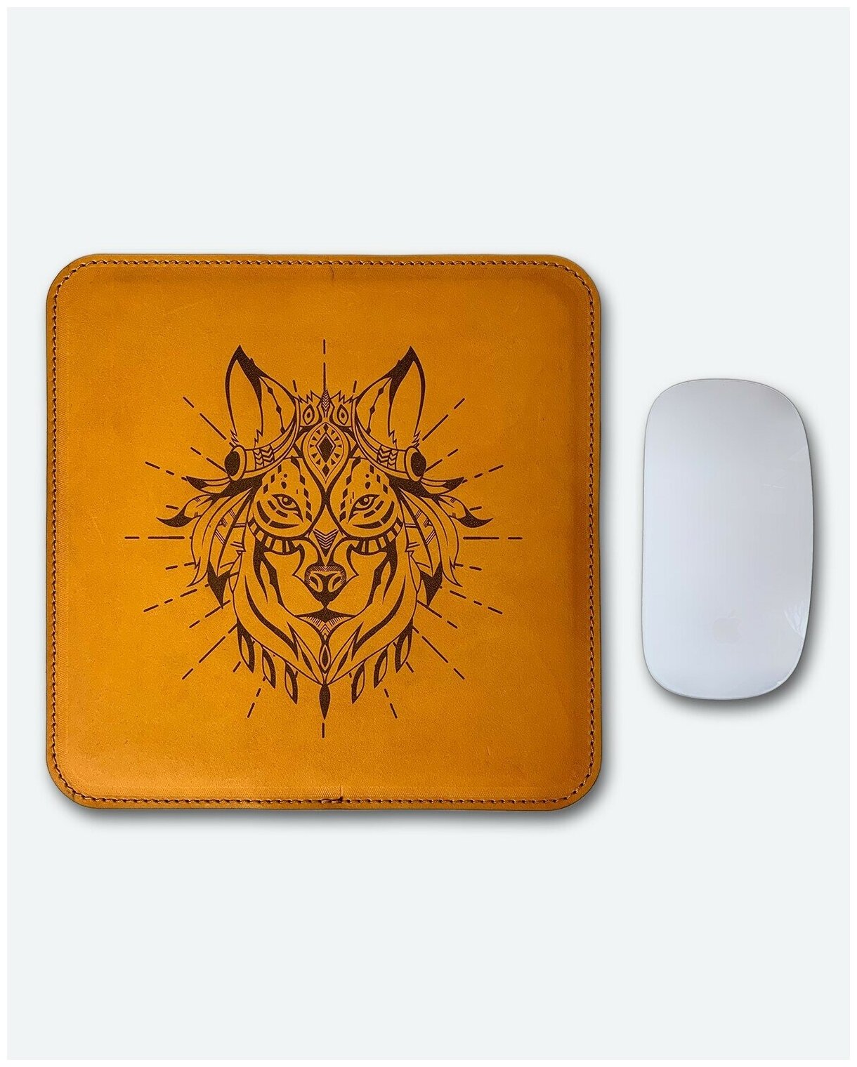 Коврик для мыши KAZA TANUKI BOHO WOLF светло-коричневый 200х200 мм.