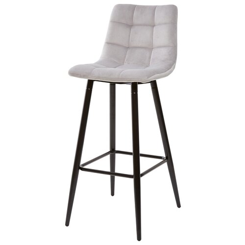 фото Барный стул lecco light grey (4 штуки) / светло-серый, велюр, черный металлический каркас / стул м-сити для кухни, для бара / uf910-02 / м-city m city