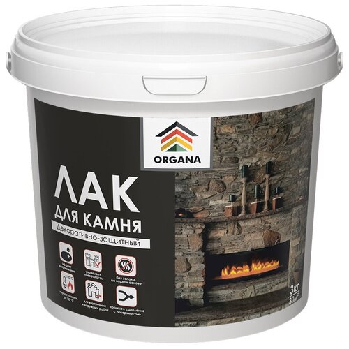 Лак для камня ORGANA Stone Varnish , ведро 3 кг, глянцевый