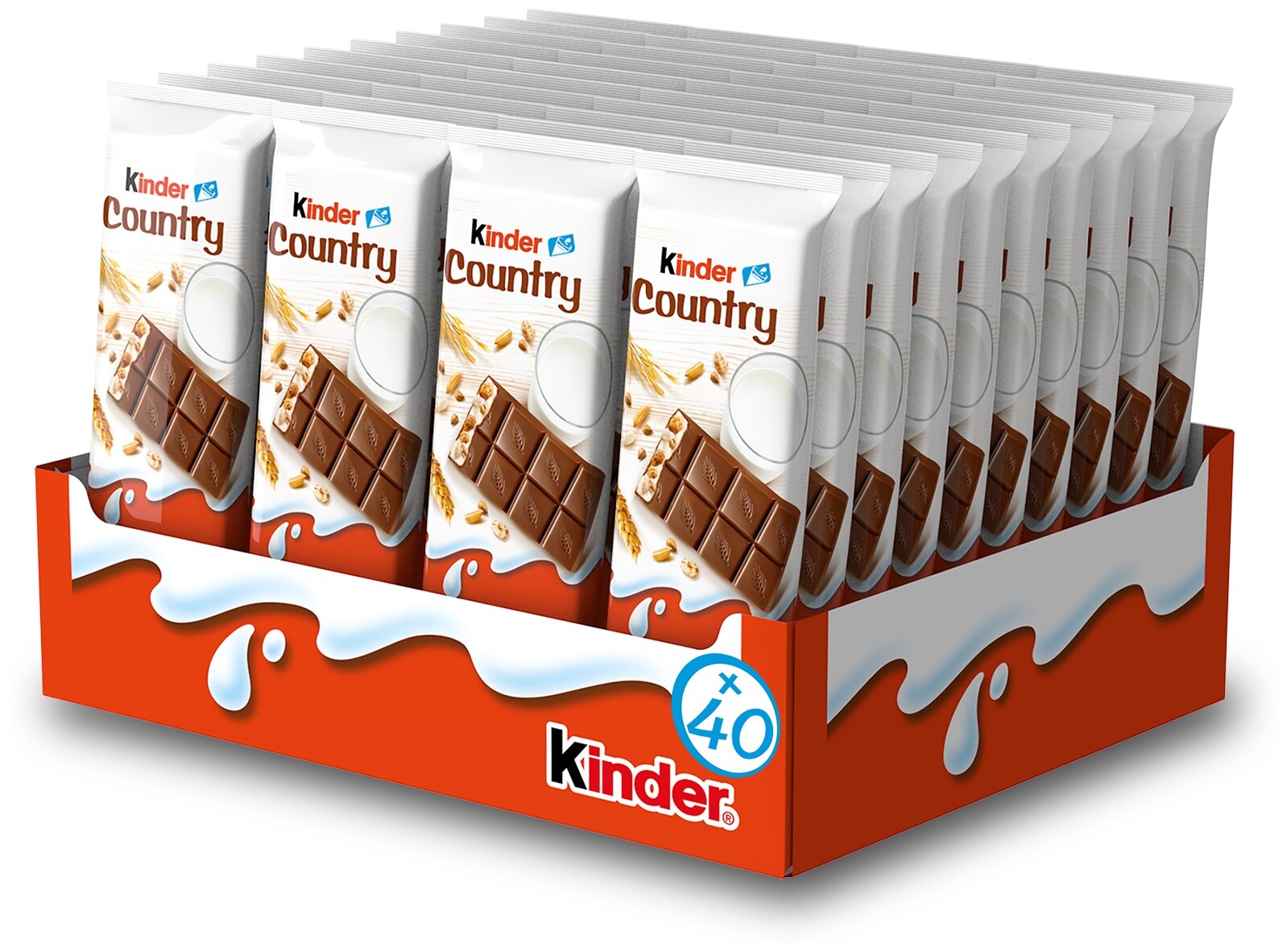 Шоколад Kinder Chocolate молочный со злаками, 23.5 г*40