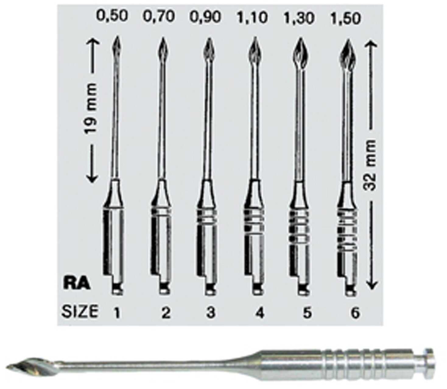 DENTSPLY SIRONA/GATES DRILLS Каналорасширители стоматологические эндодонтические, развертка для вскрытия устья каналов №2, 32 мм, 6 шт