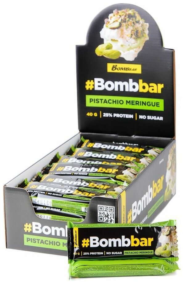 BOMBBAR Протеиновый батончик 40 гр, фисташковая меренга