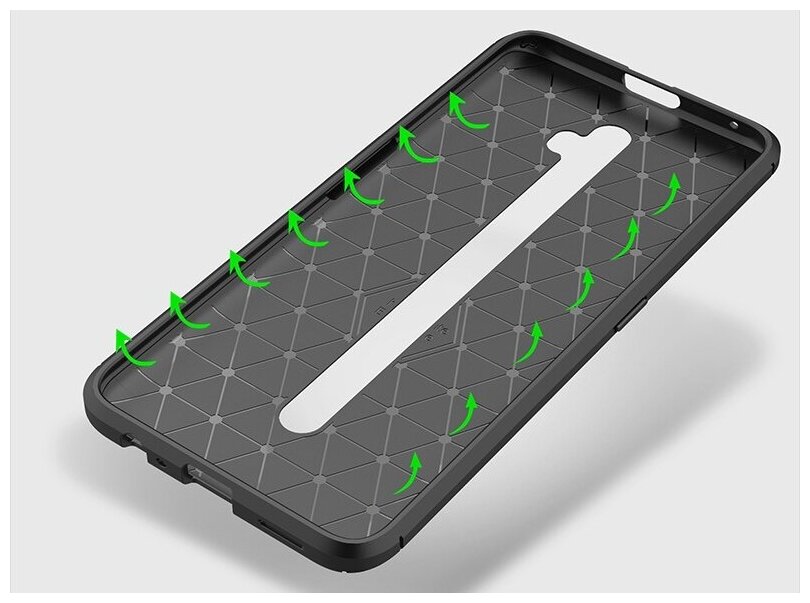 Чехол панель-бампер MyPads для Oppo Reno 2Z из прочного силикона с матовой отделкой «под карбон» черная — фото 1