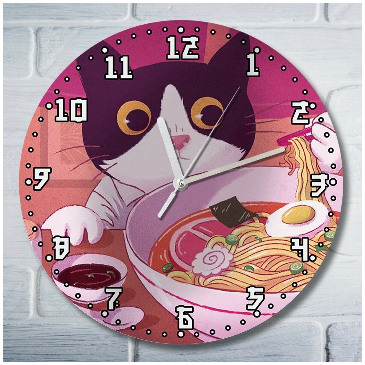 Настенные часы УФ Еда (япония, котик, рамен) - 226