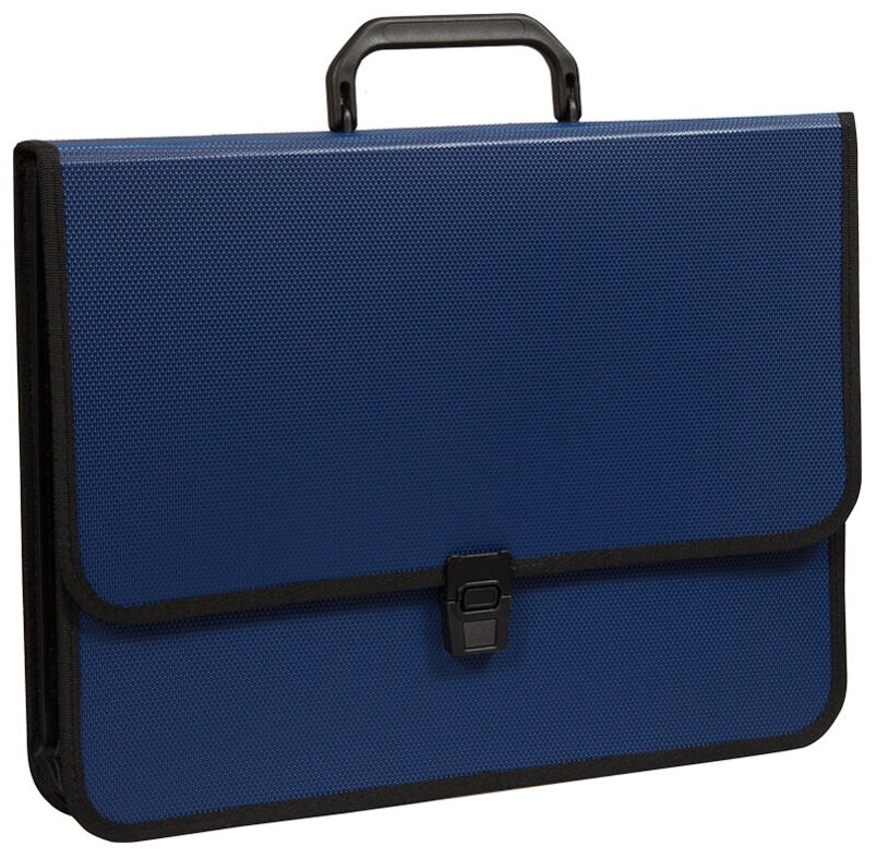 Папка-портфель 2 отделения OfficeSpace, А4+, 370×280×120мм, на замке, синий