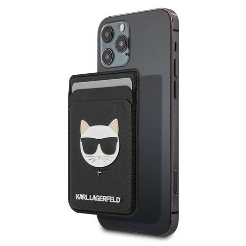 Магнитный картхолдер CG Mobile Karl Lagerfeld Wallet Cardslot Magsafe Saffiano Choupette, цвет Черный (KLWMSCHSFBK)