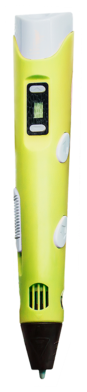 3D ручка 3Dpen2 желтая с набором дополнительного пластика "радуга" и трафаретами / 70 м пластика в комплекте