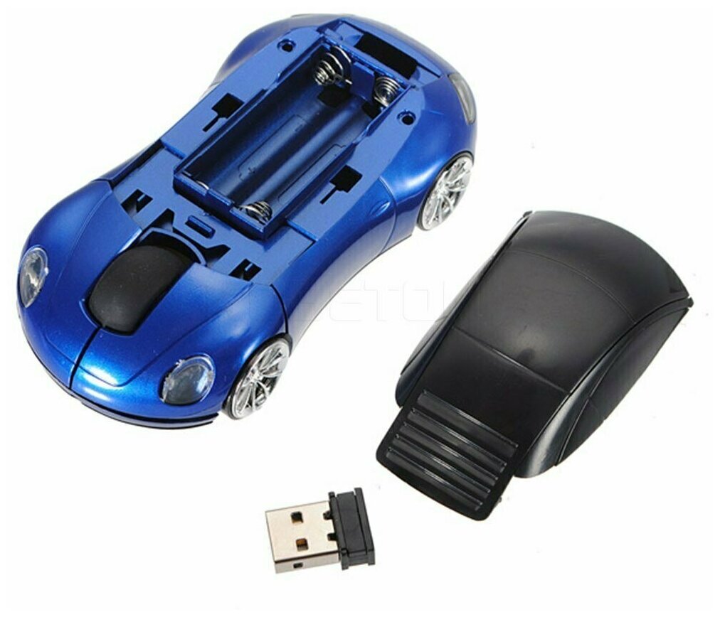 Беспроводная мышь в форме машины Porsche синий