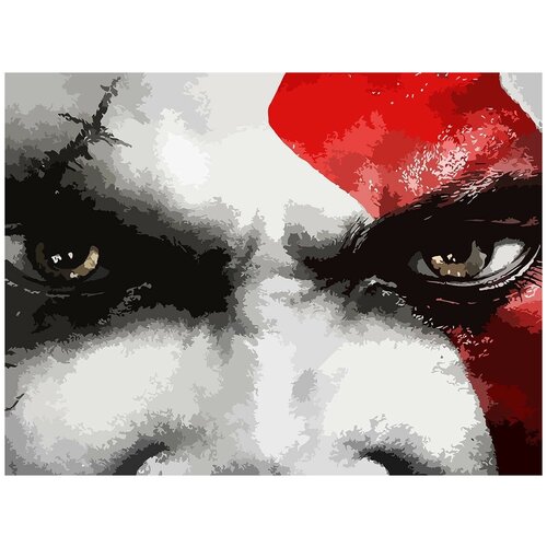 Картина по номерам на холсте Игра God of War Кратос - 6220 Г 30x40