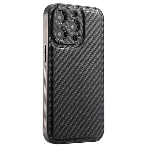 Чехол MagSafe с защитой камеры Карбон для Apple iPhone 12 черный