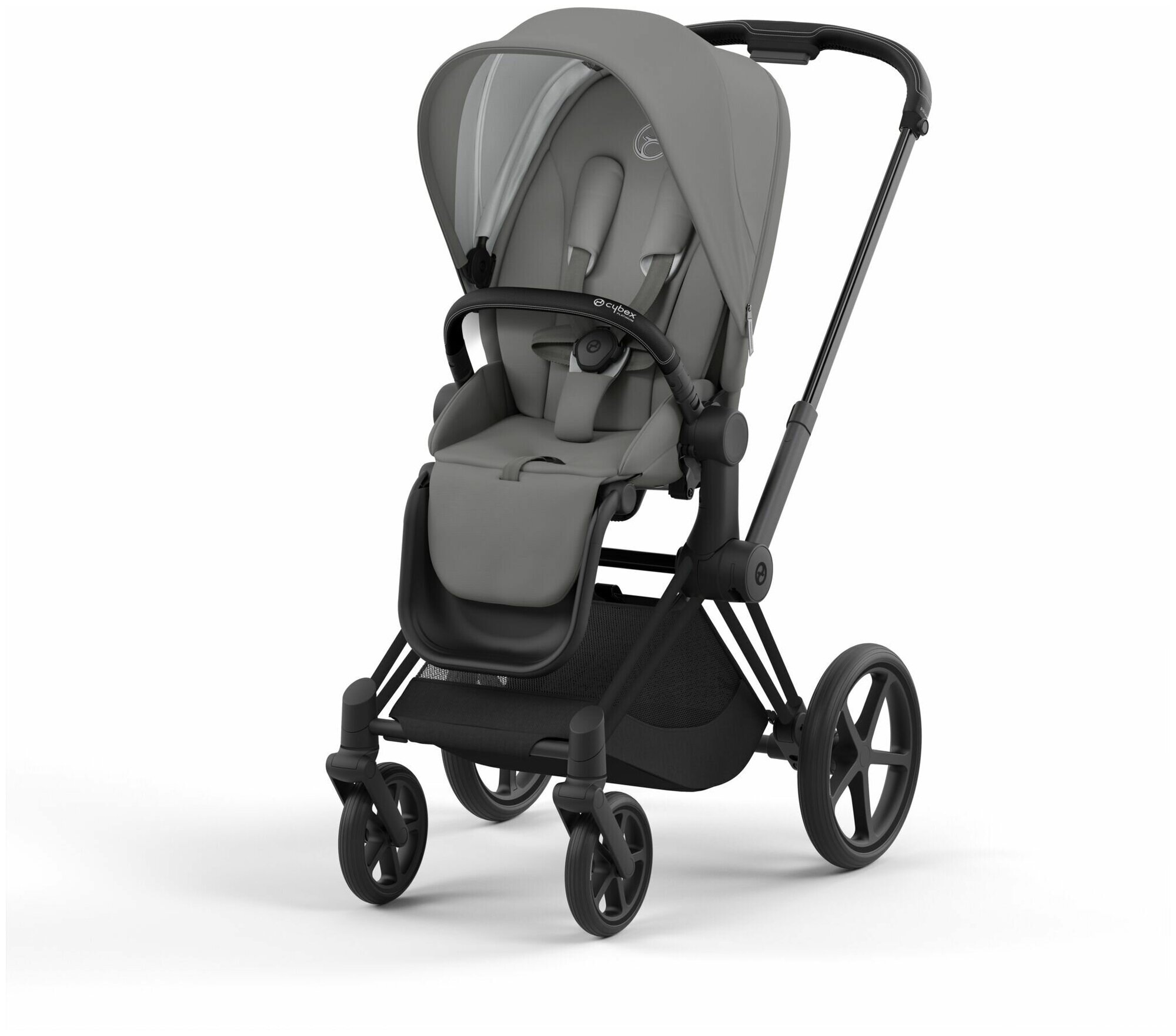 Прогулочная коляска Cybex Priam IV на шасси Matt Black в цвете Soho Grey