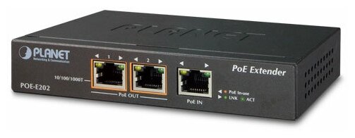 PoE расширитель/ PLANET 1-Port 802.3at PoE+ to 2-Port 802.3af/at Gigabit PoE Extender