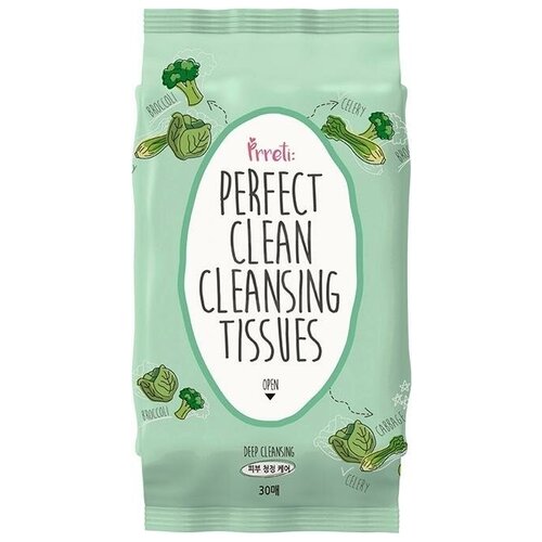 Салфетки для лица Prreti Perfect Clean Cleansing Tissues очищающие с брокколи 30шт 600₽