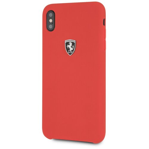 фото Чехол ferrari для iphone xs max silicone rubber silver logo hard red