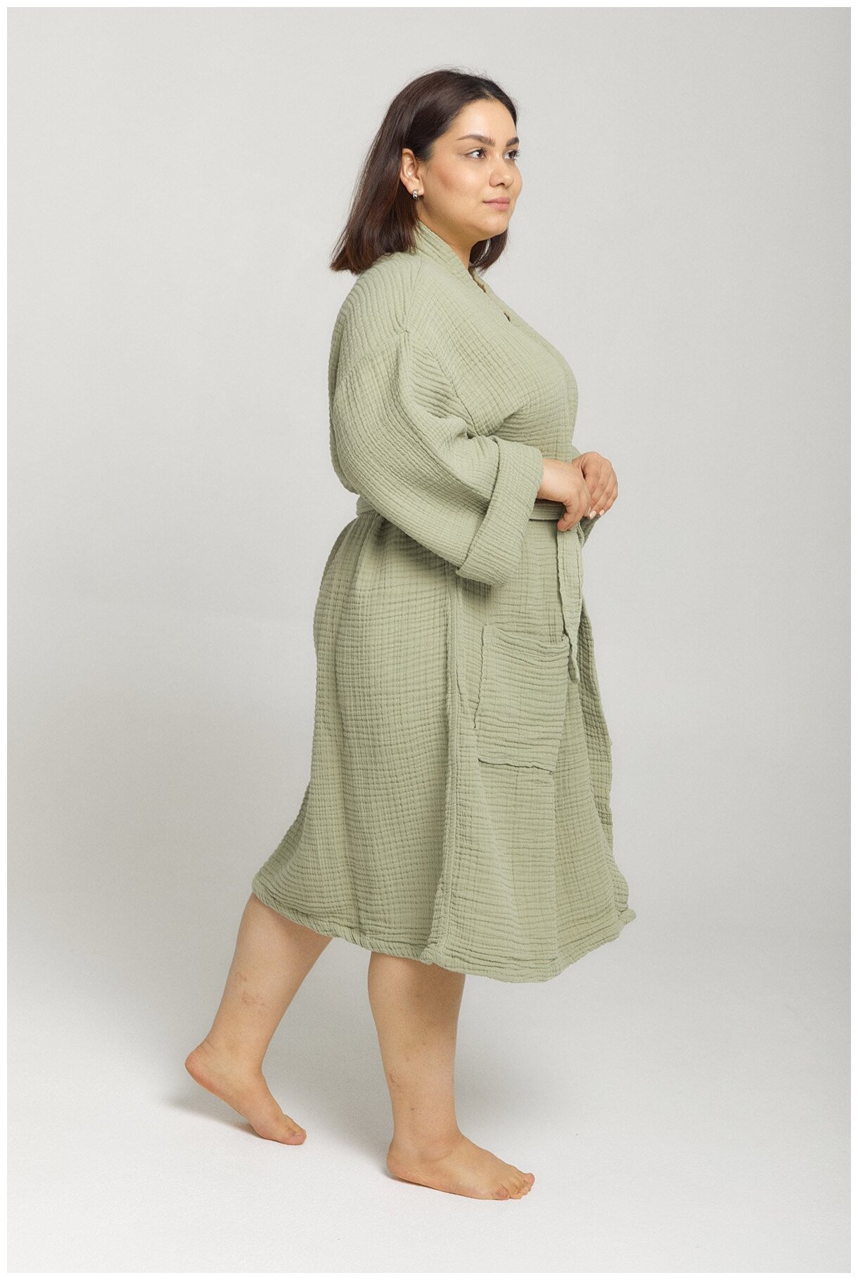 Муслиновый халат Parapete, цвет зеленый, размер XL - фотография № 1