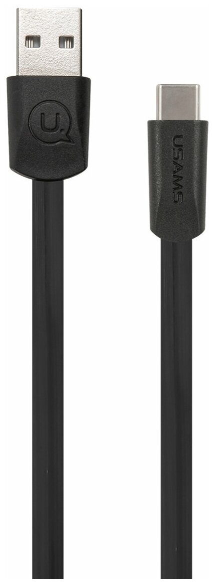 Дата-Кабель USAMS-U2 USB - Type-C, плоский, черный