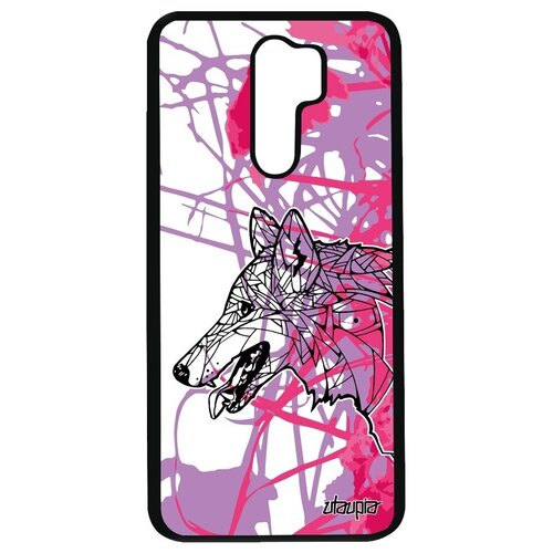 фото Яркий чехол на смартфон // xiaomi redmi 9 // "волк" хищник хаски, utaupia, розовый
