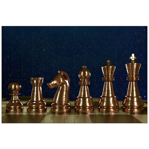 фото Магнитный пазл 27x18см."шахматы, золото, звездное небо" на холодильник lotsprints