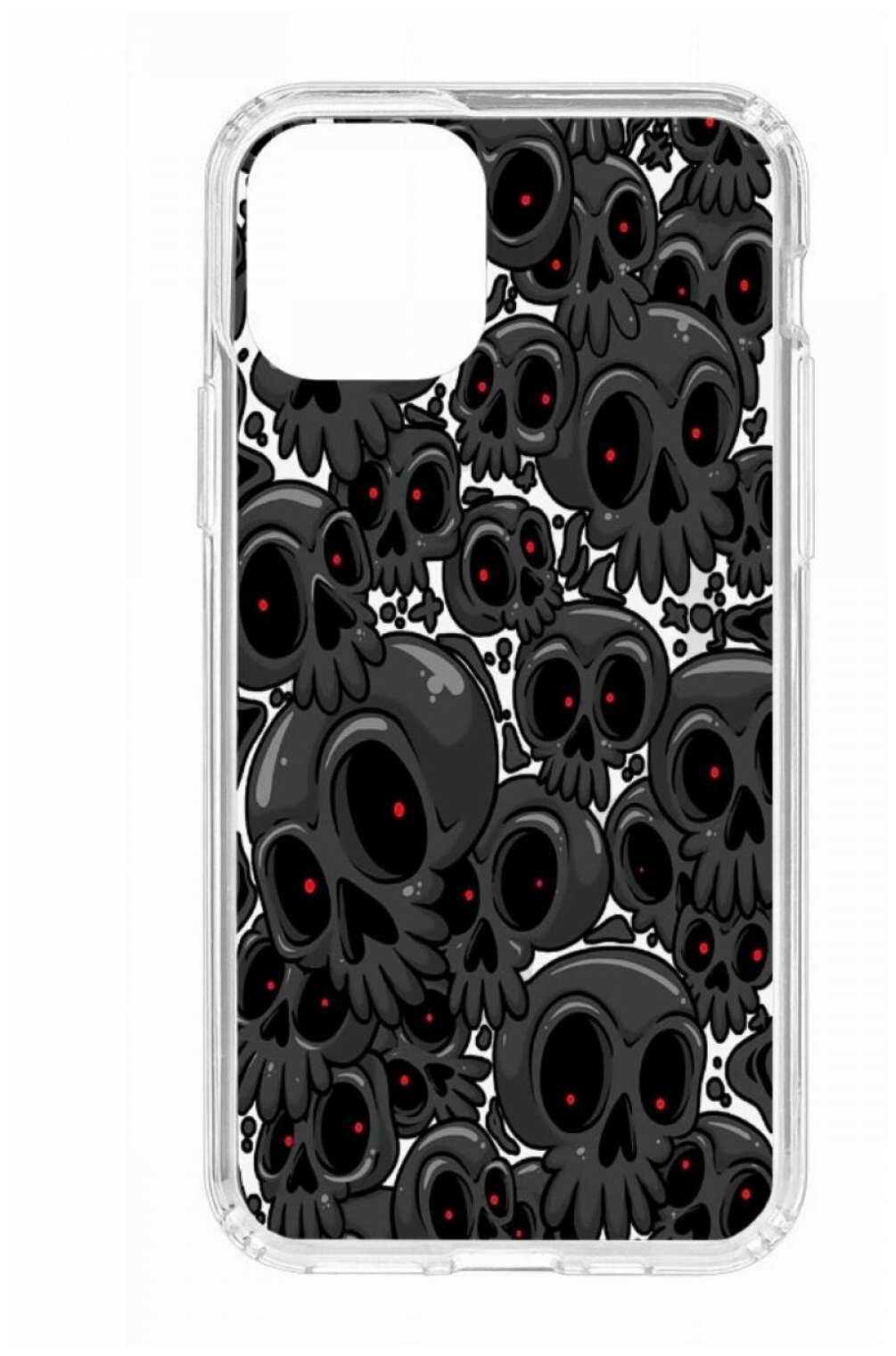 Чехол на Apple iPhone 11 Pro Kruche Print MagSafe Skull gray/накладка/с рисунком/прозрачный/бампер/противоударный/магсейф/защита камеры