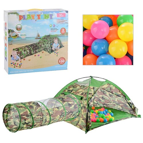 Купить Палатка детская с тоннелем и пластиковыми шариками (в коробке с ручкой), КНР