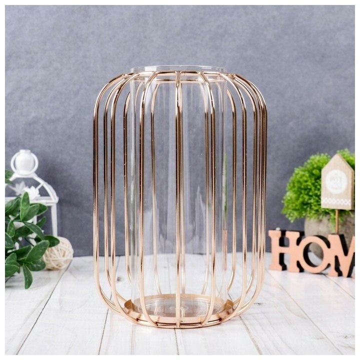 фото Ваза-флорариум "Ангстрем" 9х20 см, колба в подставке, золото