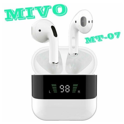 Беспроводные наушники MIVO MT-07 Bluetooth 5.0 с сенсорным управлением и LED дисплеем