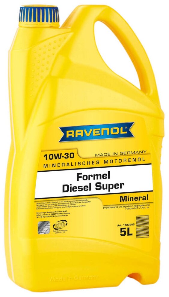 Моторное масло RAVENOL Formel Diesel Super SAE 10W-30 ( 5л) new