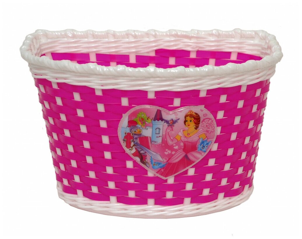 Корзина 00-170430 детская 24х16,5х15,5см пластиковое универсальное крепление на руль 2-мя ремешками, розовая