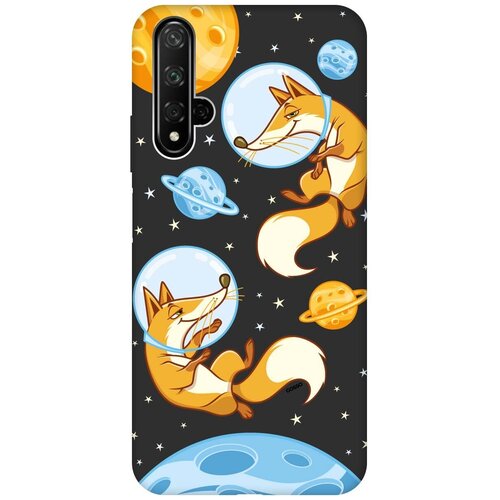 фото Силиконовая чехол-накладка silky touch для honor 20 / huawei nova 5t с принтом "cosmofoxes" черная gosso