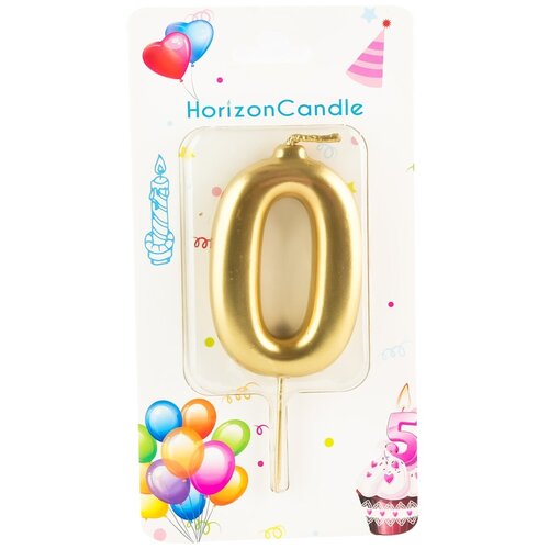 Свеча для торта цифра 0 металлик HorizonCandle 1 шт