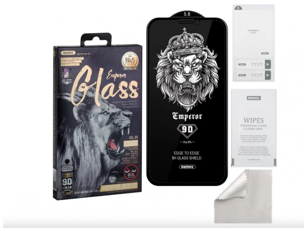 Защитное стекло для iPhone 11 Pro/X/XS антишпион Remax Emperor Series 9D GL-35 - Черное