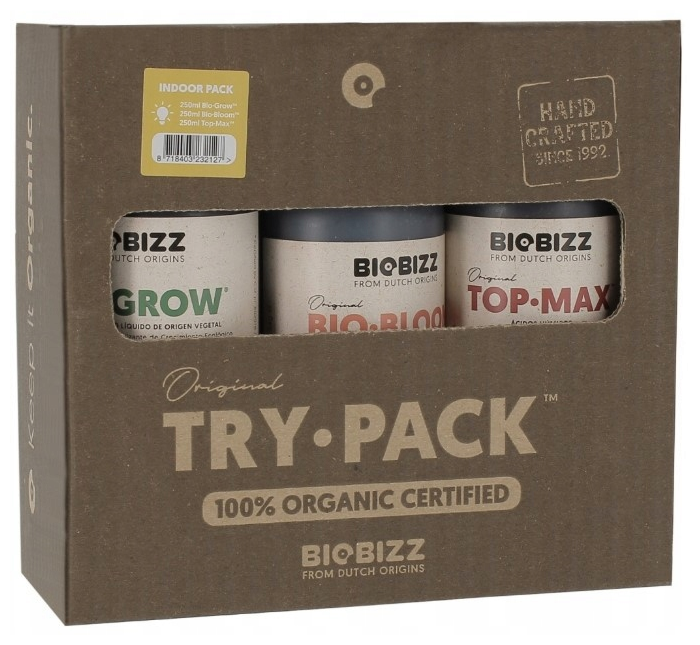 Комплект удобрений BioBizz Try Pack Indoor (Bio-Grow + Bio-Bloom + Top-Max) 3шт по 250мл - фотография № 9