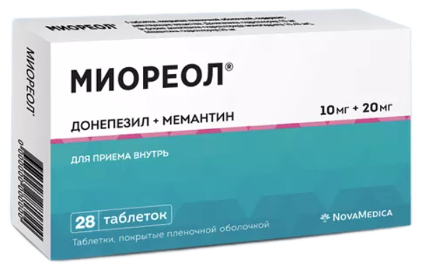 Миореол таб. п/о плен., 10 мг+20 мг, 28 шт.