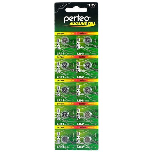 Батарейка Батарейка LR41 щелочная Perfeo LR41/10BL Alkaline Cell 392A AG3 10 шт