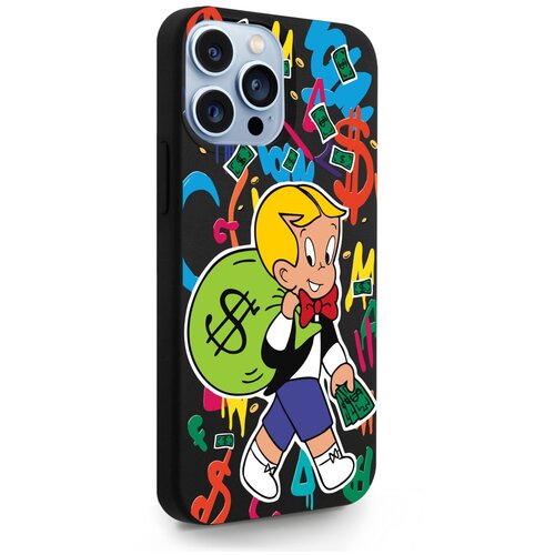 Черный силиконовый чехол MustHaveCase для iPhone 13 Pro Max Monopoly Richie Rich/ Монополи Богатенький Риччи для Айфон 13 Про Макс Противоударный