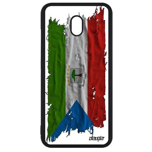фото Необычный чехол на смартфон // xiaomi redmi 8a // "флаг гвинеи экваториальной на ткани" государственный патриот, utaupia, белый